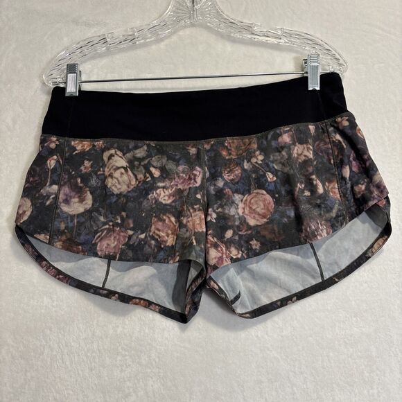 Lululemon Women’s Speed Up 2.5 Shorts Frosted Rose Black Run Gym Yoga Size 8 - Picture 1 of 15